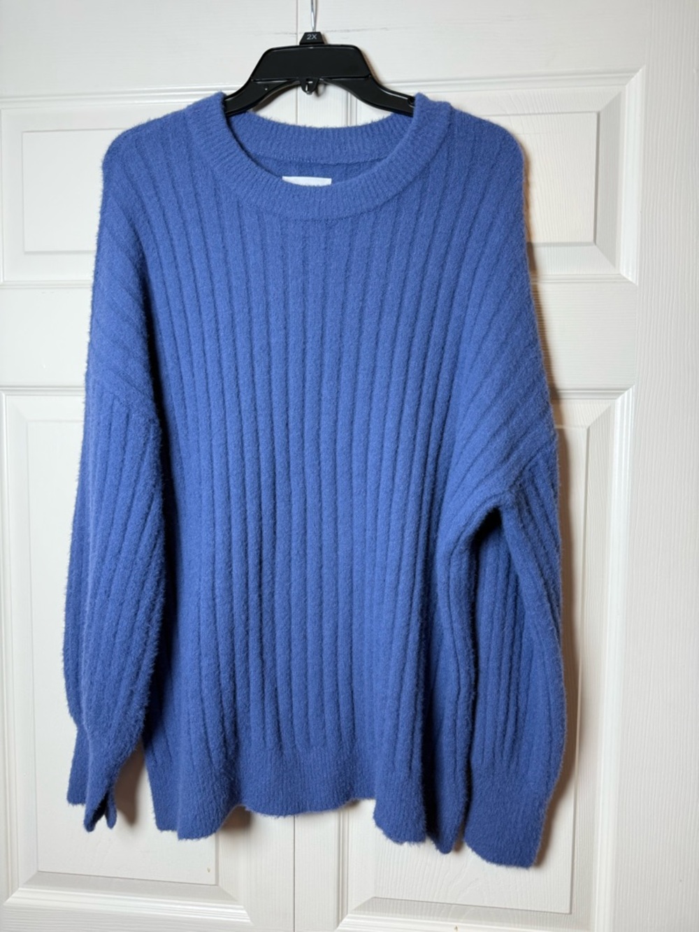 Aerie Blue Fuzzy Knit Buttercream Crew Neck Pullover Sweater